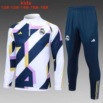 Sudadera Entrenamiento Ninos Real Madrid 2024 Blanco Azul