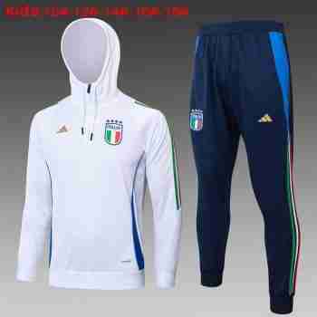 Sudadera Con Capucha Ninos Italia 2024 2025 Blanco