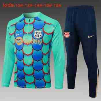 Sudadera De Training Ninos FC Barcelona 2024 2025 Verde Azul