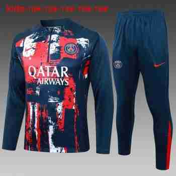 Sudadera De Training Ninos Paris Saint Germain 2024 2025 Azul Rojo