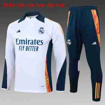 Sudadera De Training Ninos Real Madrid 2024 2025 Blanco Azul