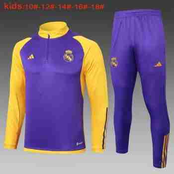 Sudadera De Training Ninos Real Madrid 2024 Purpura Amarillo