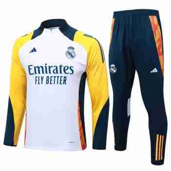 Sudadera De Training Real Madrid 2024 2025 Blanco Amarillo