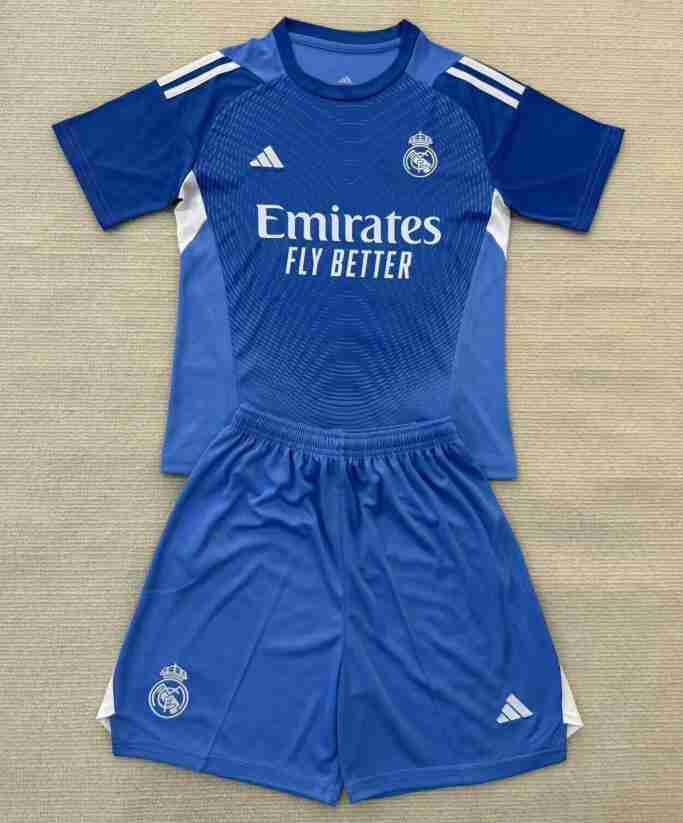Camiseta Real Madrid Conjunto Niños Portero 2025 2026 Azul