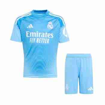 Camiseta Real Madrid Conjunto Niños Portero 2025 26 Azul