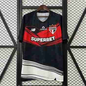 Tailandia Camiseta Pre Match Sao Paulo 2025 2026 Negro Rojo