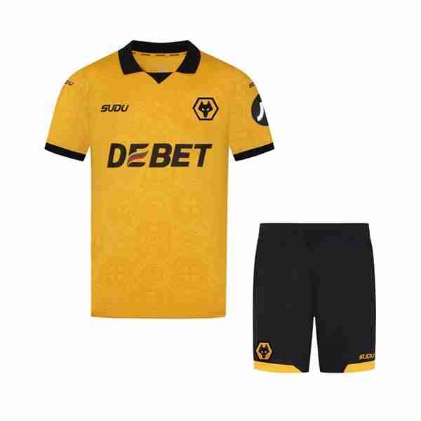 Camiseta Wolves 1ª Niño 2025-2026 Camiseta Wolves Conjunto Niños Primera 2025 2026