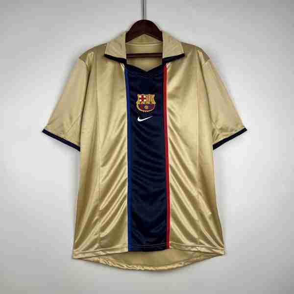 Tailandia Camiseta Segunda FC Barcelona Retro 2002 Oro Tailandia Camiseta Segunda FC Barcelona Retro 2002 Oro
