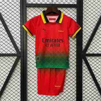 Camiseta AC Milan Conjunto Niño Off White 2025 2026 Rojo