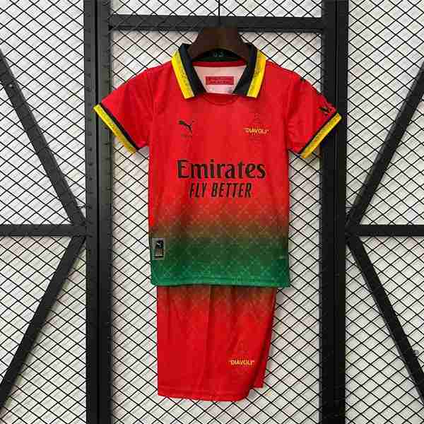 Camiseta AC Milan Co-Branded Edition Niño 2025-2026 Rojo Camiseta AC Milan Conjunto Niño Off White 2025 2026 Rojo