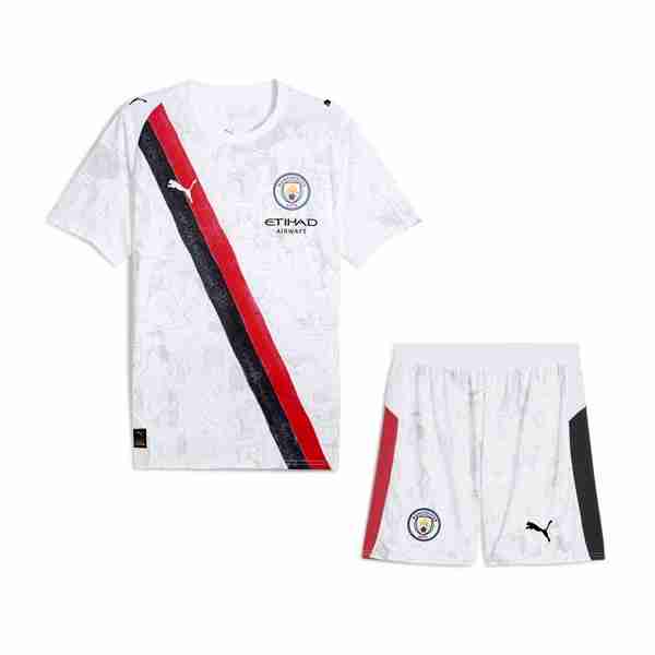 Camiseta Manchester City KidSuper Niño 2025-2026 Blanco Camiseta Manchester City Conjunto Niño KidSuper 2025 2026 Blanco