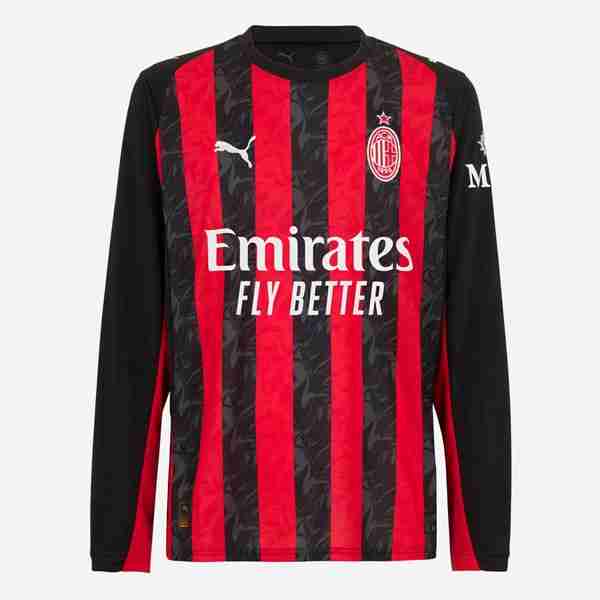 Tailandia Camiseta AC Milan 1ª ML 2025-2026 Tailandia Camiseta Primera Manga Larga AC Milan 2025 2026