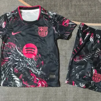 Camiseta FC Barcelona Conjunto Niños Dragón 2026 2027 Negro Rosa