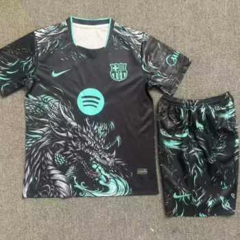 Camiseta FC Barcelona Conjunto Niños Dragón 2026 2027 Negro Verde