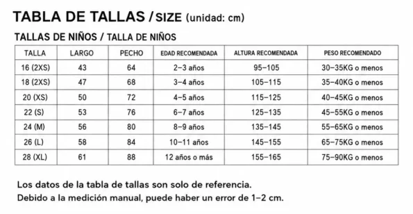 Tallas-Ninos
